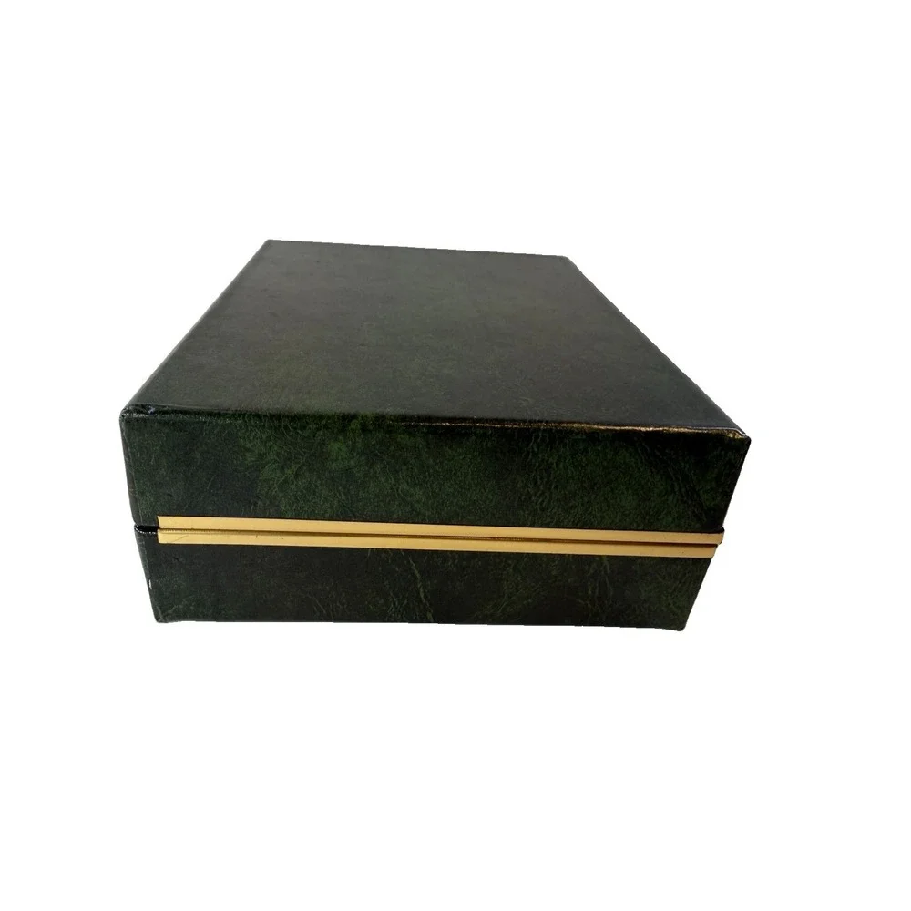Vintage Country Club Golf Gift Box Empty Case with Polished Brass Metal Accent